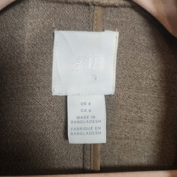 H&M Beige Camel Unlined Overcoat Light Winter Coat Jacket Pockets Size 6 Classic - Picture 10 of 14